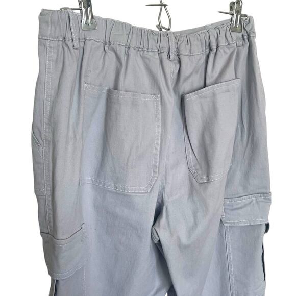 Faded Rose Essentials Women's Pull Up Baggy Cargo Pants Light Gray Size Large - Picture 4 of 9